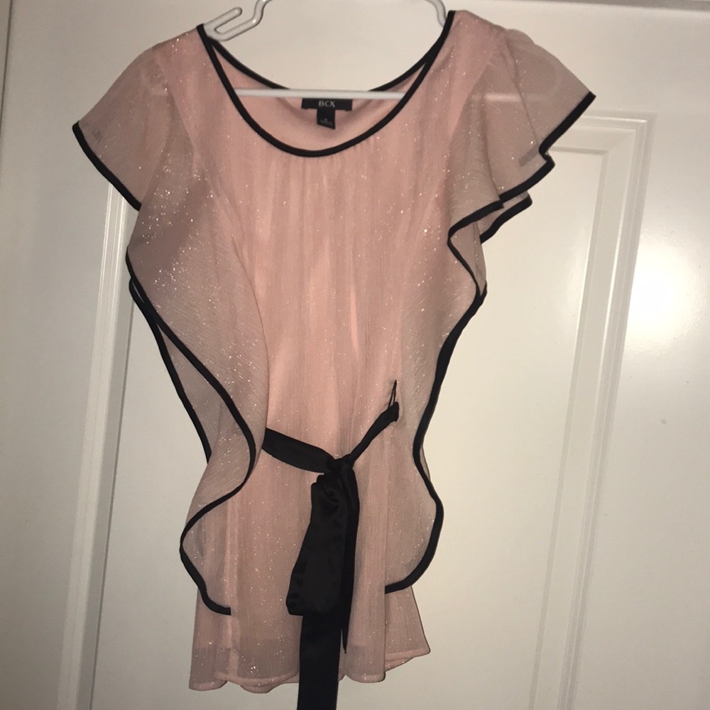 BCX pink sparkle ruffle top